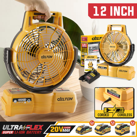 พัดลมไร้สาย 12 นิ้ว (พร้อมแบตเตอรี่) DELTON รุ่น MKT-15FS ULTRAFLEX 20V 4AH_10